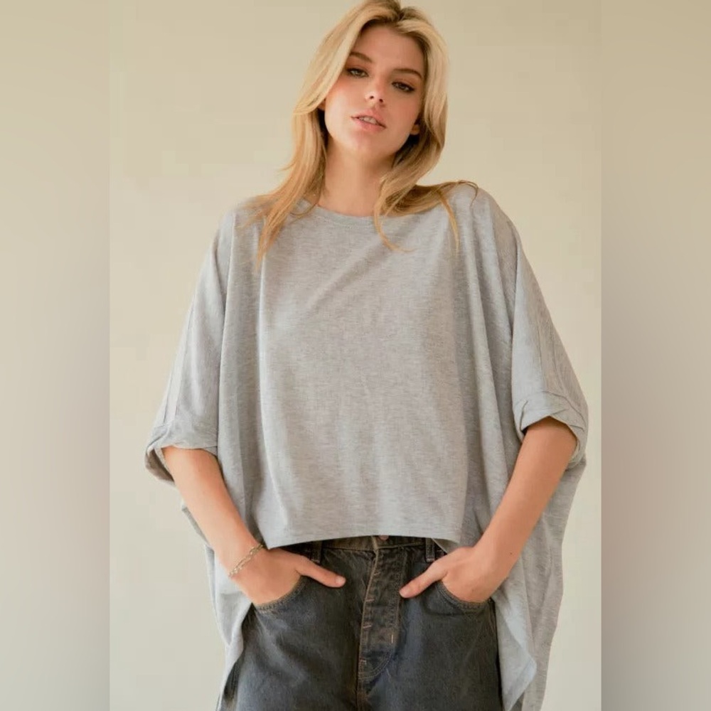 Oversized Drop Shoulder Batwing Sleeve T-Shirt - Davi and Dani